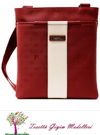Pierre Cardin Kırmızı Ortası Beyaz Çanta Modeli