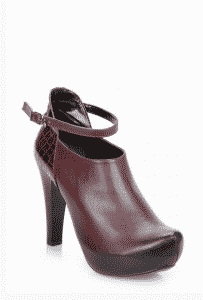 Kahverengi Deri Topuklu Ayakkabı